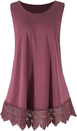 Epic MMA Gear Long Flowy Lace Bottom Sleeveless Tunic Top for Women 4X-Large Wine