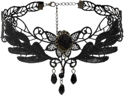 Tattoo Choker Necklace for Women - Punk Goth Choker Necklace,Charm Black Lace Stretch Choker Necklace,Suede Leather Pendant Choker,Adjustable Collar Necklaces Gifts