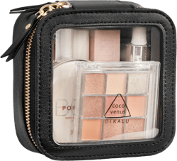 HBlife Small Makeup Bag for Purse Cute Mini Makeup Bag Cosmetic Bag Women Travel Clear Makeup Pouch Case Organizer Leather Make Up Toiletry Bag Transparent Storage Bag(Black)