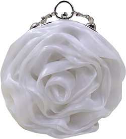 Mily Womens Satin Evening Bag Flower Shaped Wristlet Soft Satin Wristlet Handbag Wedding Party Purse White