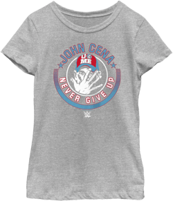 Girl's WWE John Cena Never Give Up Logo  Graphic Tee Athletic Heather Medium