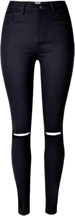 Women High Waist Jeans 40 Knee Hole Black