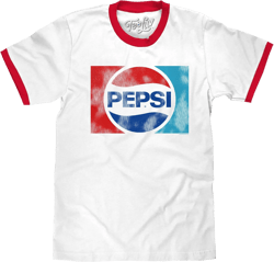 Tee Luv Men's Retro Pepsi Logo Ringer Tee Shirt 3X-Large White/Red