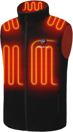 Venustas Fleece Heated Vest for men (Black, 4X-Large) and an Extra Upgrade 7.4V, 7200mAh Battery Pack