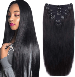 Straight Human Hair Clip in Hair Extensions for Women 100% Unprocessed Full Head Brazilian Virgin Hair Natural Black Color,8/Pcs with 18Clips,120 Gram (20inch, Straight hair) Straight hair 20 Inch