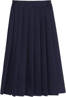 Only Faith Women/Girls JK Uniform Skirt Elastic Waist Classic Pleated Skirt Navy Blue-long XX-Large