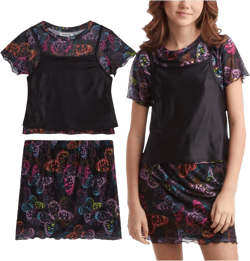 Steve Madden Girls' Skirt Set - 2 Piece Short Sleeve T-Shirt or Tank Top and Skirt Set - Casual Outfit Set for Girls (4-16), Size 6, Anthracite: Clothing, Shoes & Jewelry