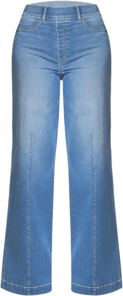 Womens Wide Leg Jeans Elastic High Waisted Trendy Straight Leg Denim Pants Baggy Pull On Jeans for Women Stretch Small Light Blue