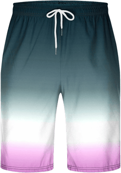 WAENQINLA Swimming Trunks for Men Plus Size Elastic Wiast Beach Shorts Quick Dry Drawstring Board Shorts Hawaiian Gradient Pattern Breathable Beachwear Lightning Deals of Today