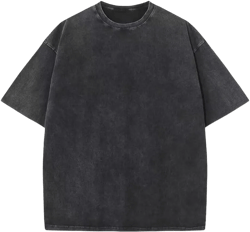 Men's Cotton Oversized Acid Wash T Shirts Crew Neck Casual Basic Tee Tops Vintage Short Sleeve X-Large Black