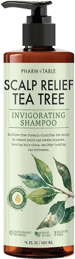 Amazon.com : PHARM TO TABLE Tea Tree Shampoo For Men and Women, Deep Cleansing Sulfate-Free Formula - Relief for Dry Itchy Scalp - Infused with Tea Tree oil, Mint, Biotin and Vitamin E, 16.2oz : Beauty & Personal Care