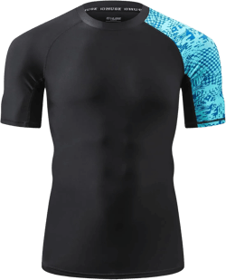 ADOREISM Men's Rash Guard Short Sleeve Quick-Dry UPF 50+ Sun Protection Compression Swim Shirts for Men Medium Blue Pictogram