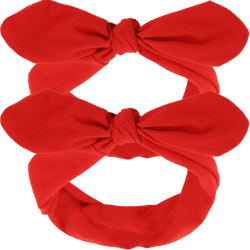 Hicarer 2 Pcs 4th of July Bandana Headband for Women Retro Cotton Wide Headwrap with Bows Vintage Patriotic Memorial Day Decor Adjustable Rabbit Ear Bow Hairband for Women and Girls(Red)
