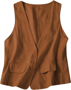 COTECRAM Cotton Linen Vest for Women 2023 Fashion Sleeveless Button Down Jacket Lightweight Summer Loose Vests Outerwear Medium C Brown
