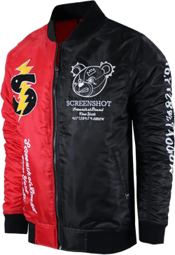 SCREENSHOT Hip-Hop Urban NYC Fashion Padded Bomber Jacket - Quilted Linning Outdoor Streetwear Graffiti Patch Zip Up Top Medium J5110pd-red