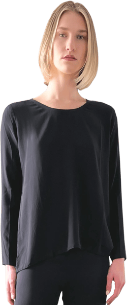 Silk Long Sleeve Shirt - Black