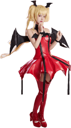 haikyuu Women Bat Cosplay Costume Gothic Dress Goth Costume Tube Top Dress with Leg Cover and Wings