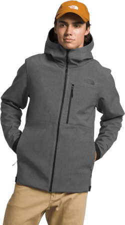 THE NORTH FACE Men's Apex Bionic 3 Hoodie | Water & Wind Resistant Softshell Jacket With Adjustable Hood, Cinch Cord Hem Small Tnf Dark Grey Heather-npf