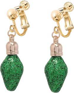 Christmas Clip on Earrings for Women Non Pierced Red Green Dangle Cute Long Chain Bow Knot Jingle Bell Candy Bulb Tree Dangling Xmas Trendy Jewelry Green Bulb