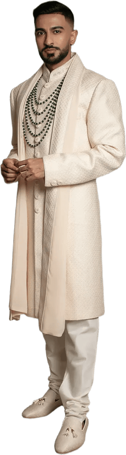Soft Silk Resham Embroidered Sherwani Set