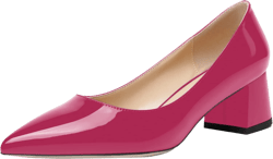 ROSERWISH Womens Fashion Casual Patent Slip On Wedding Pointed Toe Chunky Low Heel Pumps Dress Shoes 2 Inch 9.5 Magenta