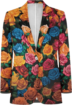 Men's Casual Blazer Long Sleeve Blazer Suit Soft Jackets with 2 Pocket One Button Business Jacket Size XS-5XL 5X-Large Colorful Roses
