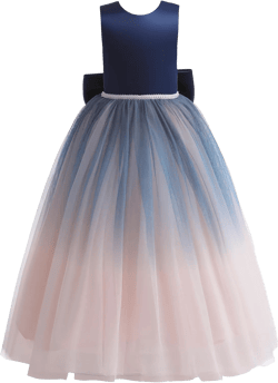 Glamulice Flower Girls Satin Bridesmaid Dress V Open Back Long A Line Wedding Pageant Dresses Princess Party Ball Gown 6 Years V Open Back Navy Blue & Pink