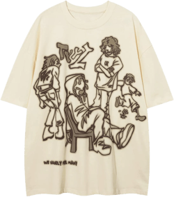 Men's Graphic Tees Shirt Unisex Vintage Oversize Shirts Summer Cotton Tee Streetwear Loose Casual Top