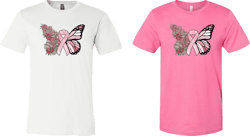 Pink Butterfly Ribbon Graphic Tee
