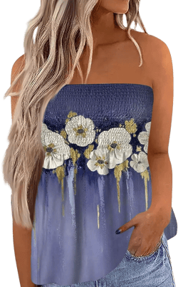 Summer Tops for Women 2024, Tube Tops for Women Cute Shirt Sexy Off Shoulder Print Sleeveless Small 4-purple