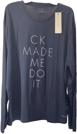 $42.50 Calvin Klein Men's Long Sleeve Crew Neck T-Shirt Polyester Navy size XXL