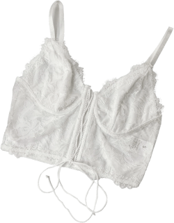 Women's Lace Corset Cami Crop Top Spaghetti Strap Tank Tops Bralette Bustier White-f09658 Small