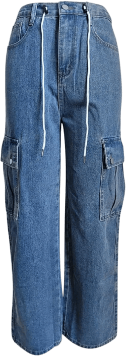 Uillui Low Rise Jeans Women's Y2K Bootcut Denim Trousers Baggy Wide Leg Cargo Pants Drawstring Straight Leg Wash Jeans Pants XX-Large Dark Blue