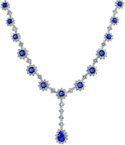 Elegant Vintage Estate-Inspired Bridal Jewelry Set - 5 CTW Oval Crown Halo Statement Necklace & Chandelier Earrings with AAA Cubic Zirconia CZ Simulated Gemstones, Silver Plated, for Women Y Style