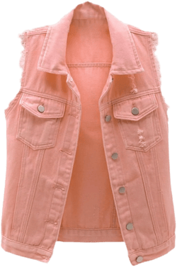 Womens Denim Vest Washed Ripped Crop Sleeveless Jacket Candy Color X-Large Pink