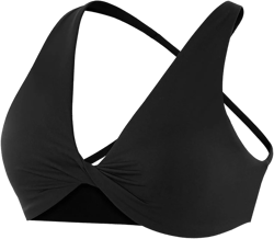 Women Underwire Twist Ruched Front V Neck Bikini Top Only Push Up Bra Swimsuit Beach Padded Bathing Suit Top