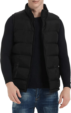 TUVEKE Men's Puffer Vest Water-Resistant winter outdoor Zipper Sleeveless Warm puffey jacket Size M To 3XL(Multicolor) 3X-Large Black