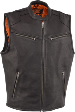 Men’s Leather Zipper Front Vest w/Cool Tec® Technology – Stay 25° Cooler than Standard Vests (3X - Big) 3X-Large Black