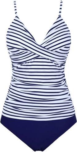 Firpearl Women's Tankini Swimsuits Twist V Neck Swim Top with Shorts Ruched Tummy Control Two Piece Bathing Suit