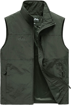 Flygo Men's Casual Lightweight Outdoor Work Safari Fishing Travel Photo Vest Multi Pockets X-Large 02 Style Army Green