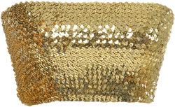 Anna-Kaci Womens Shiny Sequin Party Cropped Strapless Bandeau Stretch Tube Top Small-Medium Gold