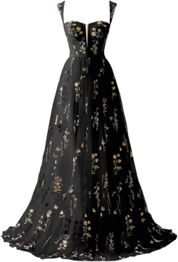 Zepumen Flower Embroidery Tulle Prom Dresses for Women Sweetheart Neck Formal Evening Party Gowns 01-black 16 Plus