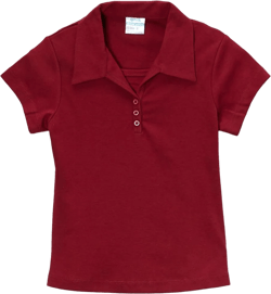 Girl's Uniform Triple Button Collar Shirt Short Sleeve White Navy Sky Blue Red Burgundy Hunter Green Yellow Purple 4 Burgundy