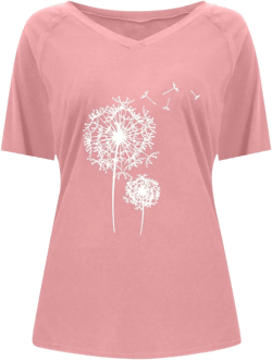 V Neck Pullover T-Shirt, Women's Fashion V-Neck Print Pullover Casual Short-Sleeved T-Shirt Cute Tops, S-5XL