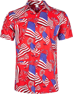Fanient Mens Hawaiian Shirt Summer 3D Print Casual Short Sleeve Button Down Graphic Aloha Dress Shirts