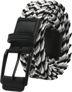 Mens Casual Belts,Elastic Woven Fabric Canvas Belt with Black Alloy Pin Buckle for Men and Women Black/White/Grey