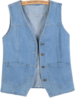 Jegsnoe Women Denim Vest Spring Autumn Autumn V Neck Sleeveless Jacket Ladies Jeans Waistcoat X-Large Light Blue