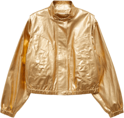 Metallic denim bomber jacket