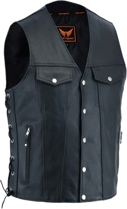 A&H Apparel Mens Genuine Cowhide Leather Vest Biker Vest Concealed Carry Durable Vest Medium Black