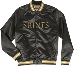 Mitchell & Ness Mens Lightweight Satin Button Up Jacket Athletic Outerwear Casual - Black X-Large #10